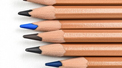 Fototapeta premium Closeup of Sharpened Colored Pencils on White Background