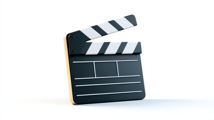 3d render of a classic film clapperboard isolated on white background