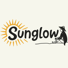 Sunglow logo design sun rays person sitting