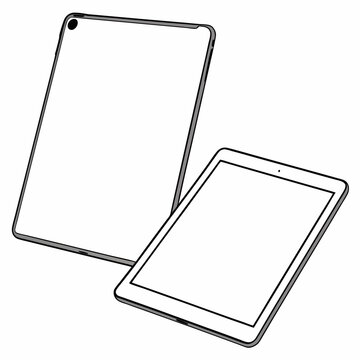 Two tablets modern technology devices digital gadgets screen blank
