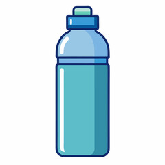 Teal and blue water bottle cartoon illustration hydration fitness sport
