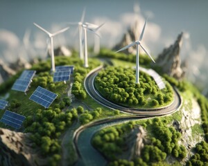 Sustainable planet model with renewable energy sources