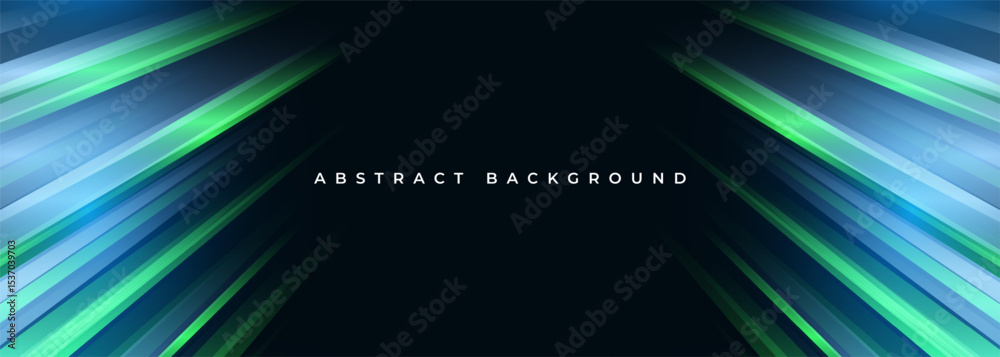 Poster Black modern wide abstract technology background with glowing high-speed and movement light effect. Vector illustration