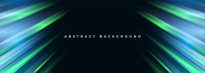 Black modern wide abstract technology background with glowing high-speed and movement light effect. Vector illustration