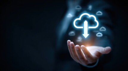 Cloud computing icon in hand