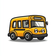 Cartoon school bus with happy eyes