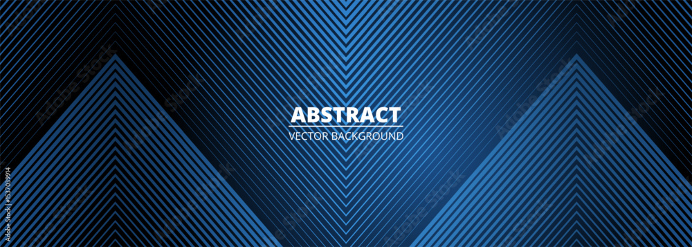 Poster dark blue modern geometric abstract wide banner with triangle stripes. vector illustration backgroun