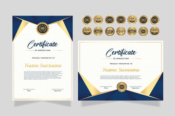 Certificate template with professional clean design. Vector illustration. Certificate of achievement abstract geometric texture decoration for multi-purpose business or education needs