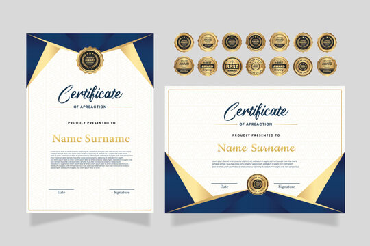 Certificate template with professional clean design. Vector illustration. Certificate of achievement abstract geometric texture decoration for multi-purpose business or education needs