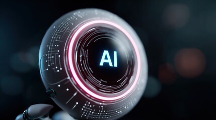 Ai technology sphere close up view
