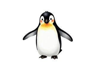 Cute cartoon penguin illustration isolated on transparent background