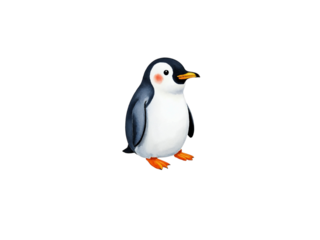 Cute cartoon penguin illustration isolated on transparent background