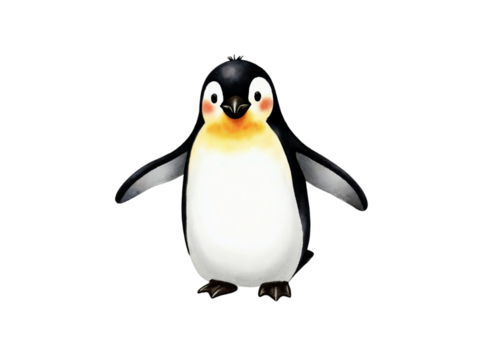 Cute cartoon penguin illustration isolated on transparent background