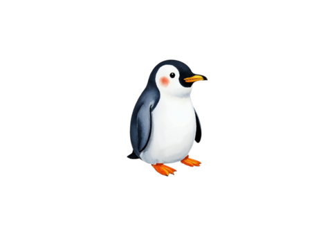 Cute cartoon penguin illustration isolated on transparent background