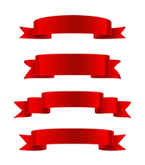 Realistic icon Set of red ribbons Isolated on white background