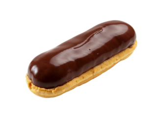 Chocolate eclair pastry isolated on transparent background