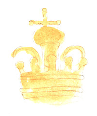 Crown, diadem, tiara, power. Watercolor illustration, hand drawn modern freehand new