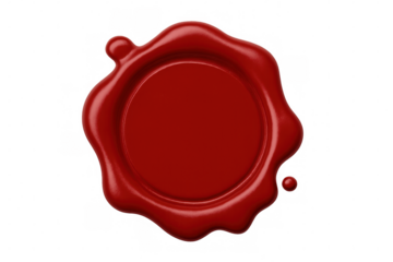 Red wax seal with copy space, ensuring the authenticity and security of documents on a transparent background