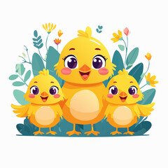 目の大きい可愛らしく笑顔な一匹の雛鳥