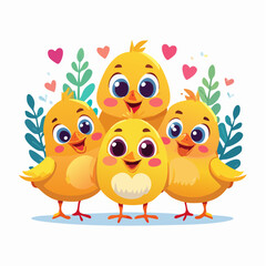 目の大きい可愛らしく笑顔な一匹の雛鳥