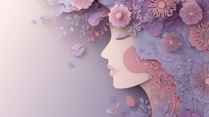 Abstract floral portrait of a woman in profile