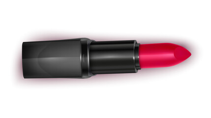 радугClose-up of a lipstick with a black tube and red lipstick