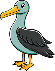 Obraz premium Cartoon Seagull Vector Illustration with Gray Feathers and Yellow Beak Art