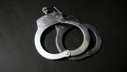 handcuffs on black background