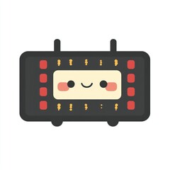 Cute cartoonish electronic device with a happy expression