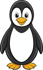 Obraz premium Cartoon Penguin Vector Illustration with Black Feathers and Yellow Feet Art