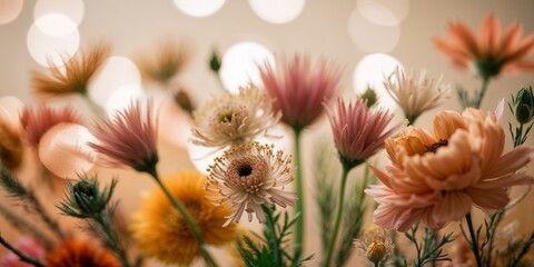 Flowers summer floral blossom beautiful pastel orange plants petals botanic aesthetic floristic wallpaper bokeh soft background
