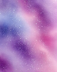 Cosmic Purple Watercolor Ink Art with Soft Sparkles and Mystical Nebula Light