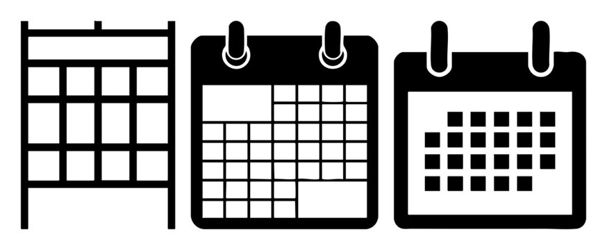 Vector Black Calendar Set with Different Styles