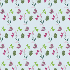 floral pattern Seamless pattern of hand-drawn rose flowers with leaves
