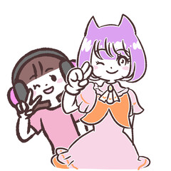 Vチューバ-の女の子のイラスト