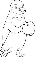 Penguin Bowling Bowling ball Animal Vector Graphic Art Illustration