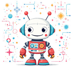 Vsai friendly robot character smiling and representing artificial intelligence technology