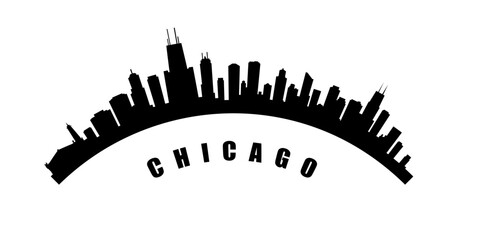 Chicago Skyline Silhouette. Chicago City. Black and White Silhouette of Chicago City. Vector Design Isolated on White Background
