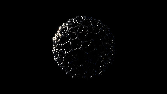 Abstract Sphere Global Network, Hexagon, Honeycomb Shape