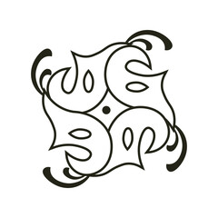 Decorative swirl pattern outline design
