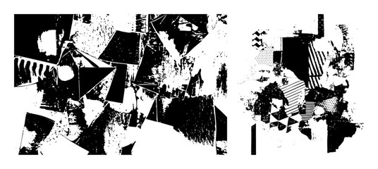 Fototapeta premium Vector Abstract geometric shapes create a dynamic fragmented composition.