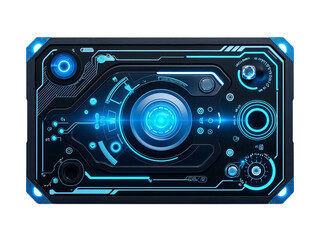 Fototapeta premium Futuristic sci fi control panel interface isolated on transparent background