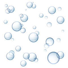 Realistic vector illustration. Water soap bubbles. Isolated on white background