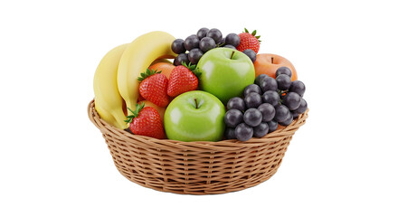 Fresh Fruit Basket with Apples, Oranges, and Pineapple, White background, without background png
