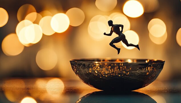 Small runner leaps over a bowl