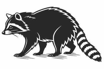 raccoon sihouette black vector