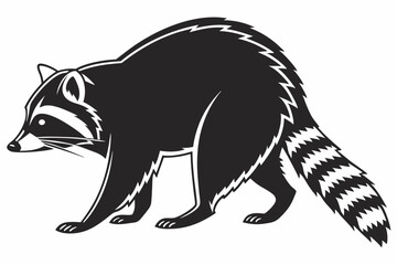 raccoon sihouette black vector