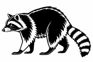 raccoon sihouette black vector