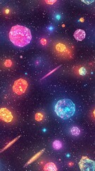 Colorful Galaxy Pattern with Diverse Colored Stars on Dark Background