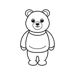 Fototapeta premium Friendly Cartoon Bear Silhouette Black Outline Isolated White Background Simple Cute Animal Vector Graphic